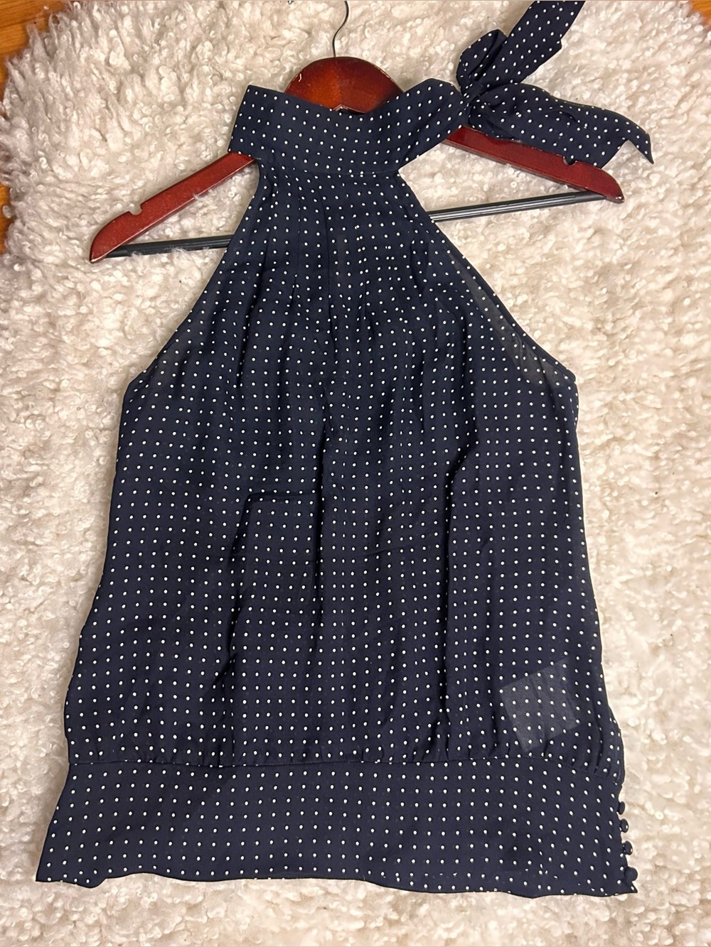 Ted Baker Polkadot halter style blouse size 2 XS silk
